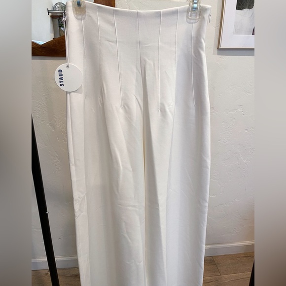 STAUD Caleb Pant in Ivory wide leg pant trousers- size 4 - Picture 10 of 17